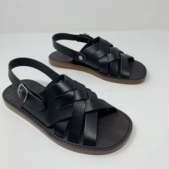 Re/Done 90S Fisherman 293-17W9FSHS Slingback Sandal Women 6 Black‎ Leather S0433 - Picture 1 of 10